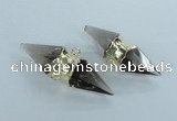 NGC348 18*30mm - 15*45mm faceted bicone smoky quartz connectors