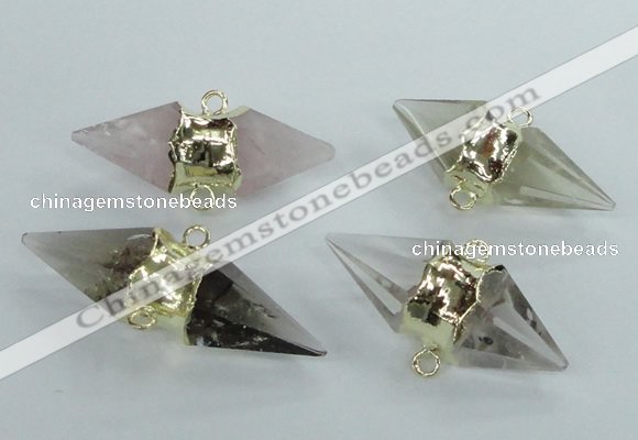 NGC349 18*30mm - 15*45mm faceted bicone mixed quartz connectors