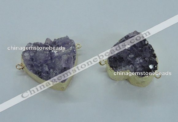 NGC370 23*25mm - 30*32mm heart druzy amethyst gemstone connectors