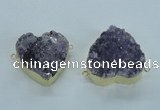 NGC371 33*35mm - 38*40mm heart druzy amethyst gemstone connectors