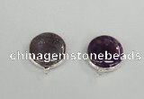 NGC380 18mm flat round agate gemstone connectors wholesale