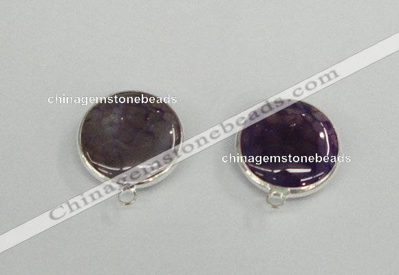 NGC380 18mm flat round agate gemstone connectors wholesale