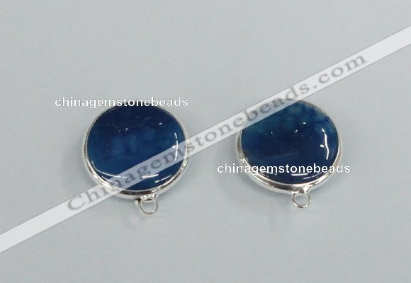 NGC381 18mm flat round agate gemstone connectors wholesale