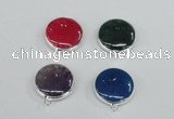 NGC384 18mm flat round agate gemstone connectors wholesale