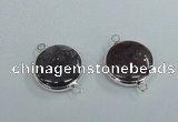 NGC385 18mm flat round agate gemstone connectors wholesale