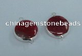 NGC386 18mm flat round agate gemstone connectors wholesale