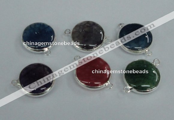 NGC389 18mm flat round agate gemstone connectors wholesale