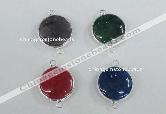 NGC390 18mm flat round agate gemstone connectors wholesale