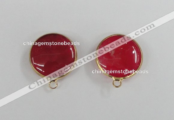 NGC392 18mm flat round agate gemstone connectors wholesale