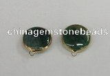 NGC394 18mm flat round agate gemstone connectors wholesale