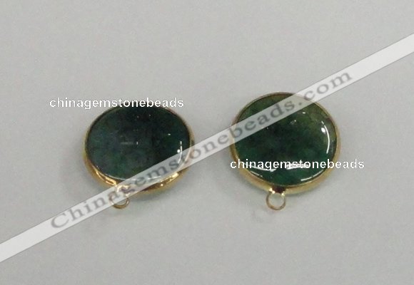 NGC394 18mm flat round agate gemstone connectors wholesale