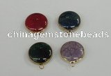 NGC395 18mm flat round agate gemstone connectors wholesale