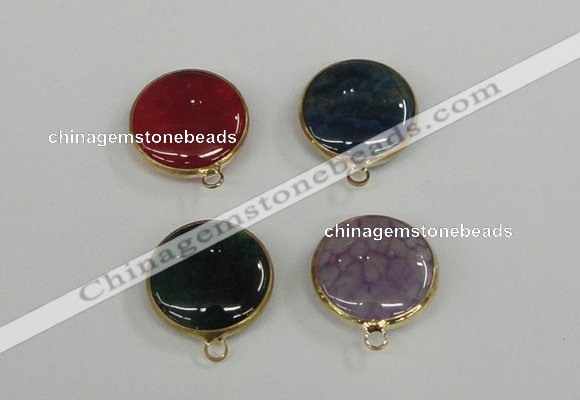 NGC395 18mm flat round agate gemstone connectors wholesale