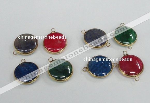 NGC400 18mm flat round agate gemstone connectors wholesale