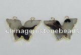 NGC405 30*40mm butterfly agate gemstone connectors wholesale