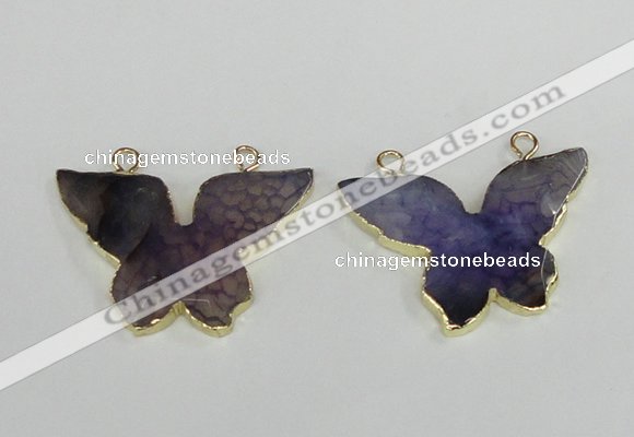 NGC407 30*40mm butterfly agate gemstone connectors wholesale