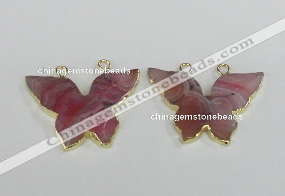 NGC408 30*40mm butterfly agate gemstone connectors wholesale