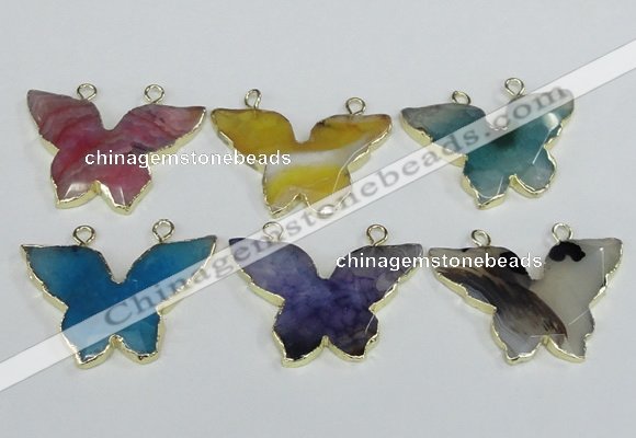 NGC411 30*40mm butterfly agate gemstone connectors wholesale