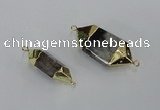 NGC414 10*25mm - 15*35mm faceted nuggets green phantom quartz connectors