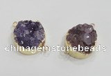 NGC419 20mm coin druzy amethyst gemstone connectors wholesale