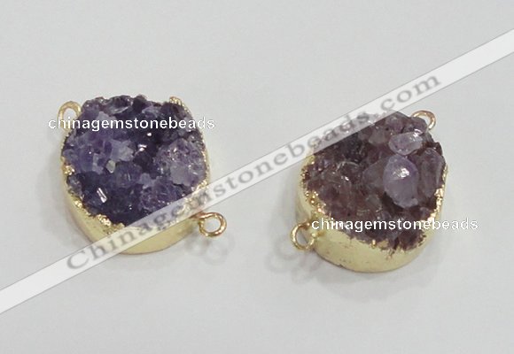 NGC419 20mm coin druzy amethyst gemstone connectors wholesale