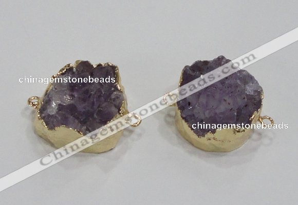 NGC420 25mm coin druzy amethyst gemstone connectors wholesale