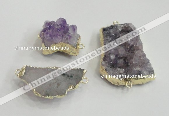 NGC438 20*25mm - 25*30mm freeform druzy amethyst gemstone connectors