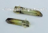 NGC443 13*50mm - 15*65mm faceted nuggets lemon quartz connectors