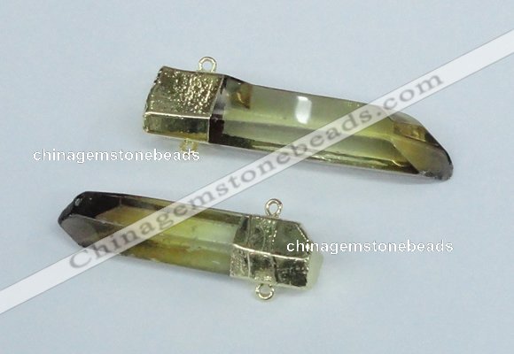 NGC443 13*50mm - 15*65mm faceted nuggets lemon quartz connectors