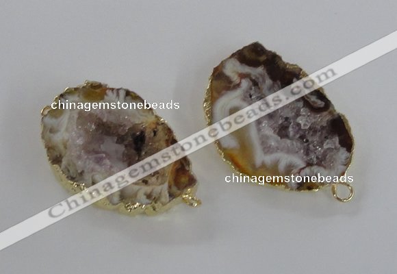 NGC445 18*25mm - 25*35mm freeform druzy agate gemstone connectors