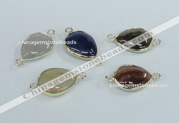 NGC455 13*18mm flat teardrop agate gemstone connectors wholesale