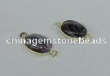 NGC458 12*16mm oval Botswana agate gemstone connectors wholesale