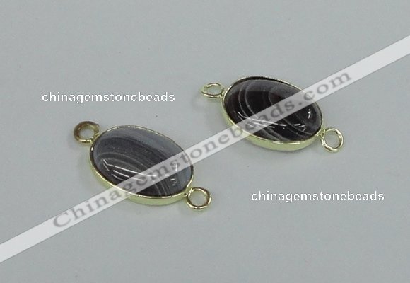 NGC458 12*16mm oval Botswana agate gemstone connectors wholesale