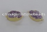 NGC472 20*30mm oval druzy agate gemstone connectors wholesale