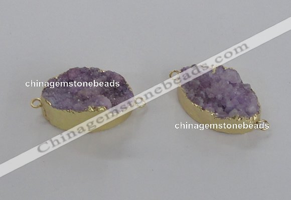 NGC472 20*30mm oval druzy agate gemstone connectors wholesale