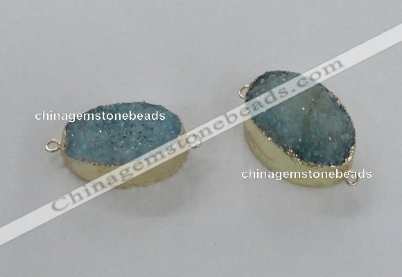 NGC474 20*30mm oval druzy agate gemstone connectors wholesale