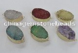 NGC476 20*30mm oval druzy agate gemstone connectors wholesale