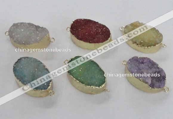 NGC476 20*30mm oval druzy agate gemstone connectors wholesale