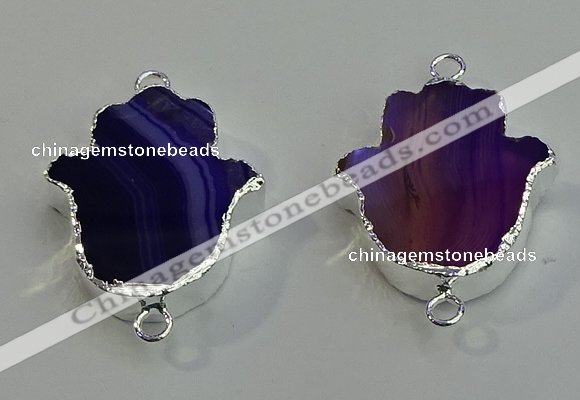 NGC5015 22*30mm - 25*35mm hamsahand agate gemstone connectors