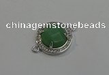 NGC5020 20mm flat round green aventurine with rhinestone connectors