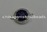 NGC5022 20mm flat round lapis lazuli with rhinestone connectors