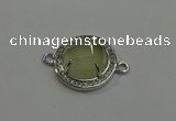 NGC5023 20mm flat round lemon quartz with rhinestone connectors