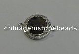 NGC5024 20mm flat round labradorite with rhinestone connectors