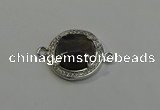 NGC5024 20mm flat round labradorite with rhinestone connectors