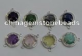 NGC5025 20mm flat round mixed gemstone connectors wholesale