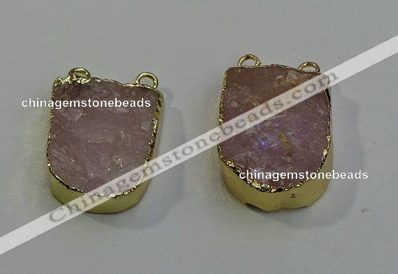 NGC5026 20*35mm - 25*40mm freeform rose quartz connectors