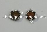 NGC5044 12mm - 14mm flat round druzy agate with rhinestone connectors