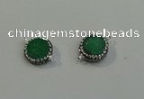 NGC5045 12mm - 14mm flat round druzy quartz with rhinestone connectors