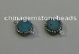 NGC5046 12mm - 14mm flat round druzy quartz with rhinestone connectors