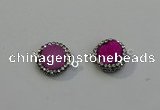 NGC5047 12mm - 14mm flat round druzy quartz with rhinestone connectors